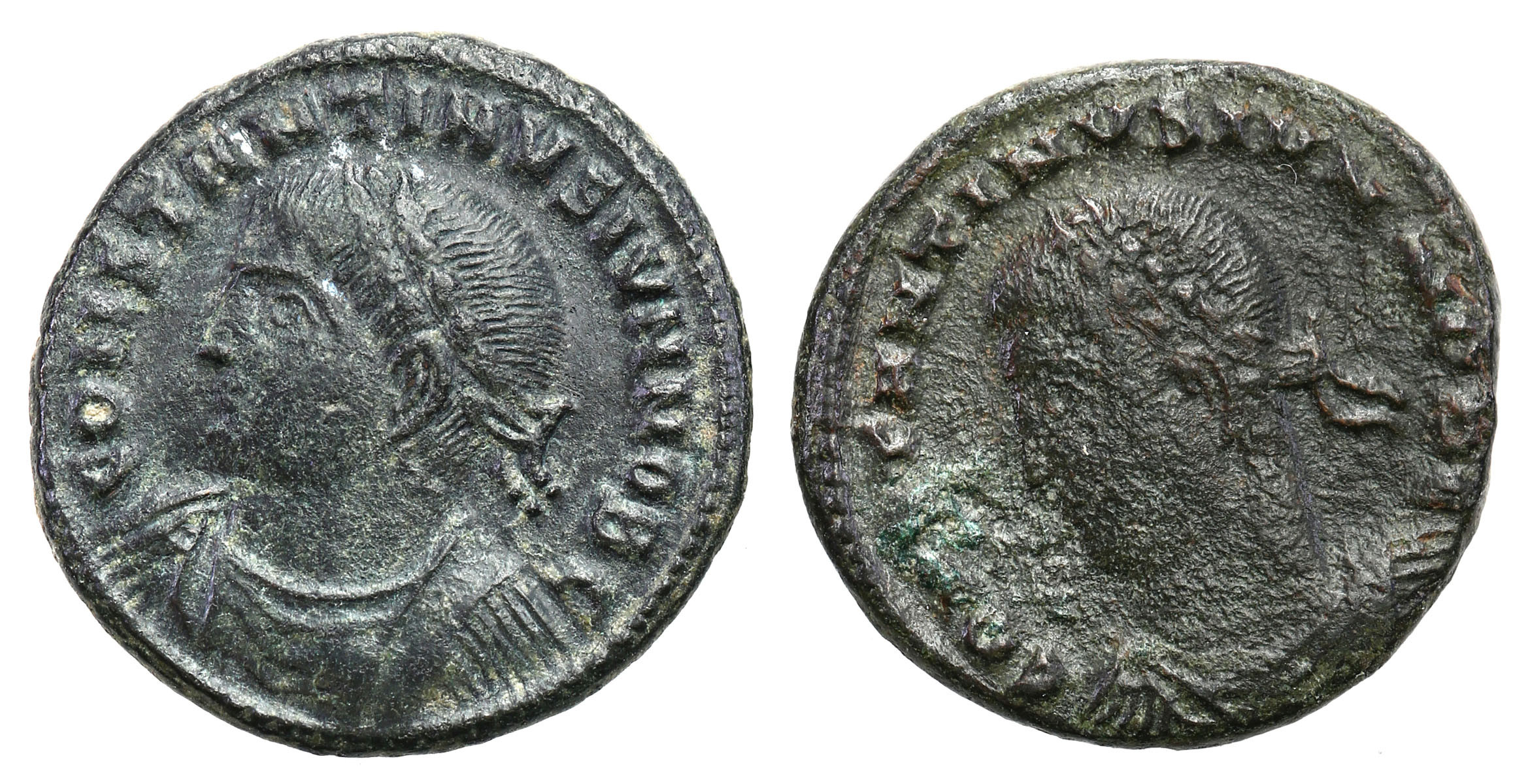 Cesarstwo Rzymskie, Follis Konstantyn II 337–340 n.e., Tesaloniki – zestaw 2 sztuk